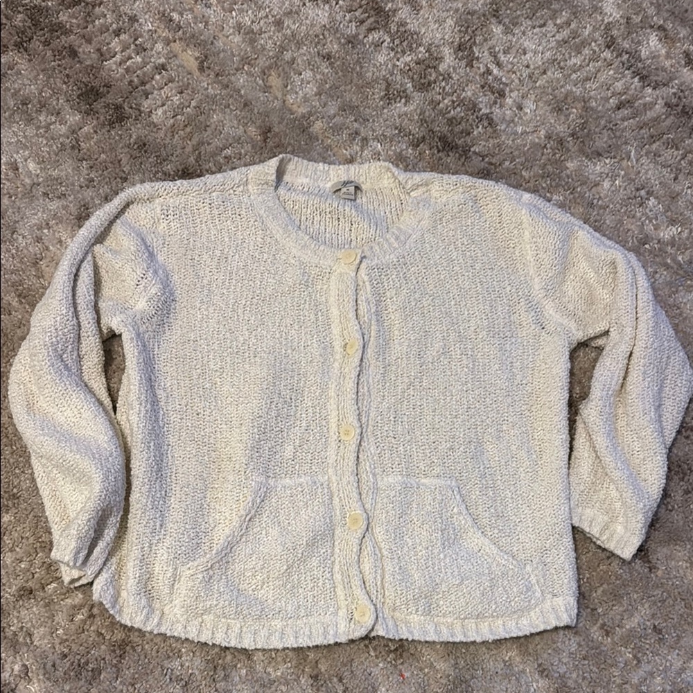 🍍 J Jill Womens Medium Cream Button Down Very Soft Cardigan Sweater 🍍